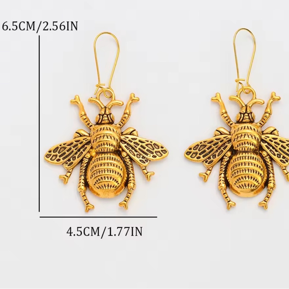 New! Large Gold Bee Earrings Holiday Gift - Picture 8 of 8
